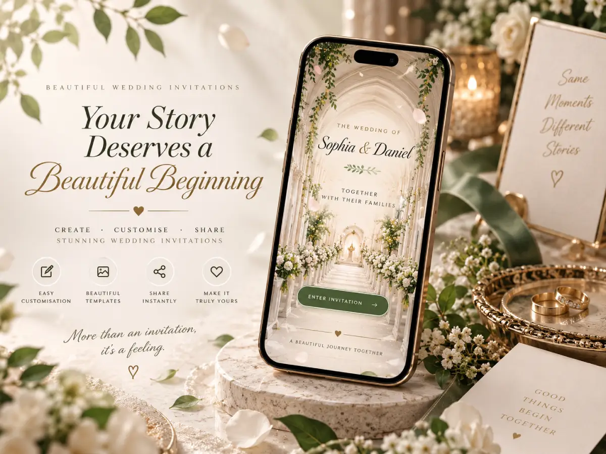 White Wedding wedding invitation, photo 1